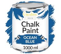 Creative Deco Ocean Blue Chalk Paint for Furniture | 1L | Deep Blue Matte & Chalky Finish | Smooth Touch for Interiors | Quick Dry | Navy Furniture Paint for Wood & Renovation
