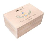 Creative Deco Personalised Baby Christening Gift for Girls or Boys - Candle | Individualised Baptism Boxes | Customised Wooden Storage Box with Hinged Lid | Perfect as a Keepsake or Decoration