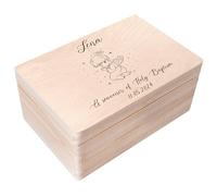 Creative Deco Personalised Baby Christening Gift for Girls or Boys | Individualised Baptism Boxes | Customised Wooden Storage Box with Hinged Lid | Perfect as a Keepsake or Decoration | UV Print