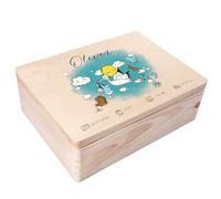 Creative Deco Personalised Baby Memory Box - Colour Background | Custom Keepsake Boxes | Unique Gift for Newborn Boy or Girl | Customised Wooden Storage Box with Hinged Lid | UV Print