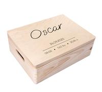 Creative Deco Personalised Baby Memory Box | Custom Keepsake Boxes | Unique Gift for Newborn Boy or Girl | Customised Wooden Storage Box with Hinged Lid | UV Print