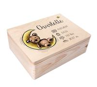 Creative Deco Personalised Baby Memory Box | Custom Keepsake Boxes | Unique Gift for Newborn Boy or Girl | Customised Wooden Storage Box with Hinged Lid | UV Print