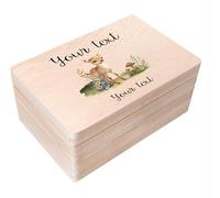 Creative Deco Personalised Baby Memory Box - Deer | Custom Keepsake Boxes | Unique Gift for Newborn Boy or Girl | Customised Wooden Storage Box with Hinged Lid | UV Print