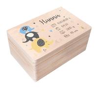 Creative Deco Personalised Baby Memory Box - Elephant | Custom Keepsake Boxes | Unique Gift for Newborn Boy or Girl | Customised Wooden Storage Box with Hinged Lid | UV Print