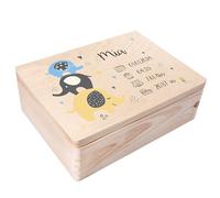 Creative Deco Personalised Baby Memory Box - Elephant | Custom Keepsake Boxes | Unique Gift for Newborn Boy or Girl | Customised Wooden Storage Box with Hinged Lid | UV Print
