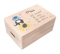 Creative Deco Personalised Baby Memory Box - Elephant | Custom Keepsake Boxes | Unique Gift for Newborn Boy or Girl | Customised Wooden Storage Box with Hinged Lid | UV Print