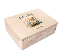 Creative Deco Personalised Baby Memory Box - Fox | Custom Keepsake Boxes | Unique Gift for Newborn Boy or Girl | Customised Wooden Storage Box with Hinged Lid | UV Print