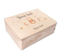 Creative Deco Personalised Baby Memory Box - Hare | Custom Keepsake Boxes | Unique Gift for Newborn Boy or Girl | Customised Wooden Storage Box with Hinged Lid | UV Print