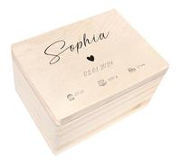 Creative Deco Personalised Baby Memory Box - Heart | Custom Keepsake Boxes | Unique Gift for Newborn Boy or Girl | Customised Wooden Storage Box with Hinged Lid | UV Print