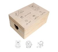 Creative Deco Personalised Baby Memory Box - Line Dividers | Custom Keepsake Boxes | Unique Gift for Newborn Boy or Girl | Customised Wooden Storage Box with Hinged Lid | UV Print