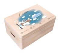 Creative Deco Personalised Baby Memory Box - Raccoon Boy | Custom Keepsake Boxes | Unique Gift for Newborn Boy or Girl | Customised Wooden Storage Box with Hinged Lid | UV Print