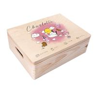 Creative Deco Personalised Baby Memory Box - Stork Girl | Custom Keepsake Boxes | Unique Gift for Newborn Boy or Girl | Customised Wooden Storage Box with Hinged Lid | UV Print