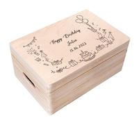 Creative Deco Personalised Birthday Gift | Gifts for Women, Men, Girls or Boys | Unique Wish Text Custom Gift Box | Customised Wooden Storage Box with Hinged Lid | Perfect as a Keepsake or Decoration