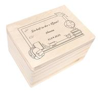 Creative Deco Personalised First Day of School Gift | Starting School Gifts for Children, Girl or Boy | Unique Wish Text Custom Gift Box | Customised Wooden Box | Perfect as a Keepsake | Graduation