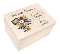 Creative Deco Personalised First Day of School Gift | Starting School Gifts for Children, Girl or Boy | Unique Wish Text Custom Gift Box | Customised Wooden Box | Perfect as a Keepsake | Graduation