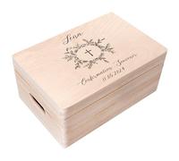 Creative Deco Personalised First Holy Communion/Confirmation Gift for Girls or Boys - Cross | Unique Custom Boxes | Customised Wooden Storage Box with Hinged Lid | Keepsake/Decoration