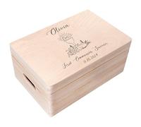 Creative Deco Personalised First Holy Communion/Confirmation Gift for Girls or Boys | Unique Custom Boxes | Customised Wooden Storage Box with Hinged Lid | Perfect as a Keepsake or Decoration