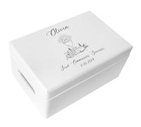 Creative Deco Personalised First Holy Communion/Confirmation Gift for Girls or Boys | Unique Custom Boxes | White Customised Wooden Storage Box with Hinged Lid | Keepsake/Decoration