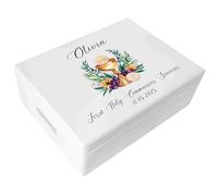 Creative Deco Personalised First Holy Communion Gift for Girls or Boys - Cup | Unique Custom Boxes | White Customised Wooden Storage Box with Hinged Lid | Perfect as a Keepsake or Decoration