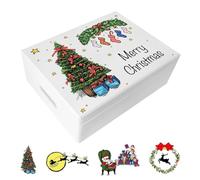 Creative Deco Personalised Gift | Any Text Christmas for Women, Men, Girls or Boys | Unique Custom Xmas Wish | White Customised Wooden Storage Box | Empty Christmas Eve Box