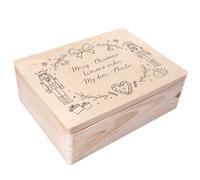 Creative Deco Personalised Gifts Any Text Gift Christmas for Women Men Girls Boys - Nutcracker Frame Basic | Unique Wish Custom Xmas Gift Box | Customised Wooden Storage Box | Empty Christmas Eve Box