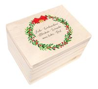 Creative Deco Personalised Gifts | Any Text Gift Christmas for Women, Men, Girls or Boys | Unique Wish Custom Xmas Gift Box | Customised Wooden Storage Box with Hinged Lid | Empty Christmas Eve Box