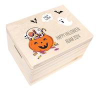 Creative Deco Personalised Halloween Wooden Box | Any Text Gift for Girls Boys Crafts | Customised Party Storage Box for Costumes, Sweets, Treat Bags, Accessories | Outdoor Indoor Decoration