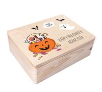 Creative Deco Personalised Halloween Wooden Box - Pumpkin | Any Text Gift for Girls Boys Crafts | Customised Party Storage Box for Costumes, Sweets, Treat Bags | Outdoor Indoor Decoration
