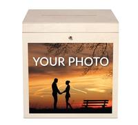 Creative Deco Personalised Lockable Wooden Wedding Card Box