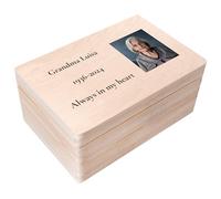 Creative Deco Personalised Memorial Mourning Memory Box Gift | Custom Keepsake Boxes | In Loving Memory of Dad, Mum, Grandad, Grandma, Baby, Child | Photo, Date & Text (Verse) Box