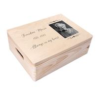 Creative Deco Personalised Memorial Mourning Memory Box Gift | Floral Frame | In Loving Memory of Dad, Mum, Grandad, Grandma, Baby, Child | Photo, Date & Text (Verse) Box