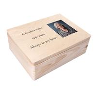 Creative Deco Personalised Memorial Mourning Memory Box Gift | Photo | In Loving Memory of Dad, Mum, Grandad, Grandma, Baby, Child | Photo, Date & Text (Verse) Box