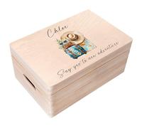 Creative Deco Personalised Travel Storage Box Journey | Custom Keepsake Boxes | Customised Wooden with Hinged Lid