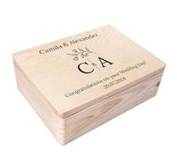 Creative Deco Personalised Weddding Gift | Any Text Gifts for Bride and Groom | Unique Wish Custom Gift Box also for Anniversaries | Customised Wooden Storage Box | Keepsake/Decoration