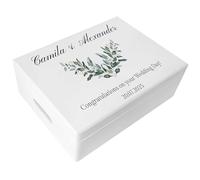 Creative Deco Personalised Wedding Gift | Any Text Gifts for Bride and Groom - Branch | Unique Wish Custom Gift Box also for Anniversaries | Customised Wooden Storage Box | Keepsake/Decoration