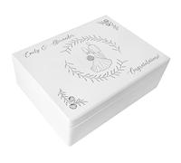 Creative Deco Personalised Wedding Gift | Any Text Gifts for Bride and Groom - Man & Woman | Unique Wish Custom Gift Box also for Anniversaries | White Customised Wooden Storage Box | Keepsake