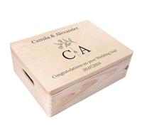 Creative Deco Personalised Wedding Gift | Any Text Gifts for Bride and Groom | Unique Wish Custom Gift Box also for Anniversaries | Customised Wooden Storage Box | Keepsake/Decoration