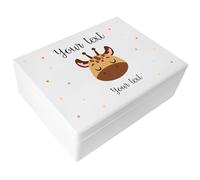 Creative Deco Personalised White Baby Memory Box - Giraffe | Custom Keepsake Boxes | Unique Gift for Newborn Boy or Girl | Customised Wooden Storage Box with Hinged Lid | UV Print