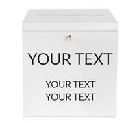 Creative Deco Personalised White Lockable Wooden Wedding Card Box | 29 x 25 x 30 cm | Your Text | Plain Storage Box with Lid | Wood Keepsake Memory Trinket Chest for Post