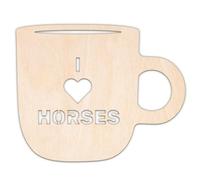 Creative Deco Personalised Wooden Plywood Cutout Shape Hobby | Horse Mug | Size 5-100 cm | 3mm Thickness | Laser Cut Wall Decoration Decoupage
