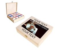Creative Deco Personalised Wooden Tea Box Storage with Lid