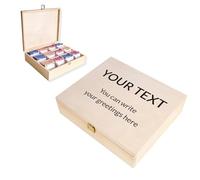 Creative Deco Personalised Wooden Tea Box Storage with Lid