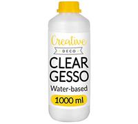 Creative Deco Professional Clear Gesso | 1L | Medium for Acrylic Painting | Primer for Painting | Ideal Primer for Acrylic Paints, Oil Paints, Pouring, Decoupage, Finnabair, Paint | Base Colours