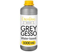Creative Deco Professional Grey Gesso 1L Perfect Primer for Painting | Ideal Primer for Acrylic Paints, Oil Paints, Pouring, Decoupage, Finnabair, Paint | Base Colours