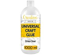 Creative Deco PVA White Craft Glue | 1 Litre School Dries Clear | Universal for Paper, Art, Wood, Felt, Craft, Cardboard, Ceramics, Fabric | Quick Drying & Non-Toxic PVA for Crafting