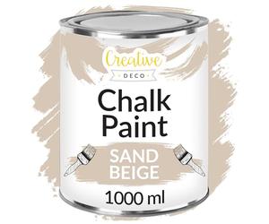Creative Deco Sand Beige Chalk Paint for Furniture | 1L | Dark Beige Matte & Chalky Finish | Smooth Touch for Interiors | Quick Dry | Taupe Furniture Paint Wood Paint for Renovation & Decoration