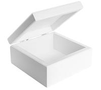 Creative Deco Small White Wooden Keepsake Storage Box with Lid | Baby Memory Box Souvenir | 10x10x5cm (+/- 0.5cm) | Square Jewellery | Unpainted Natural Wood | Christmas Xmas Decoration & Storage