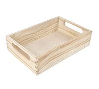 Creative Deco Small Wooden Crate with Handles | 29.5 x 19.5 x 6.5 cm | Plain Unpainted Storage Box | Natural Wood | Wooden Crates for Kitchen Home Storage Documents