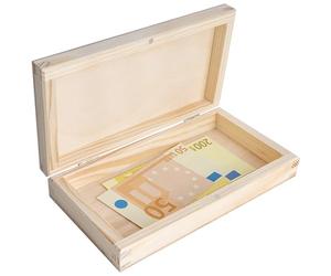 Creative Deco Small Wooden Keepsake Storage Box with Lid | 18x10x3.5cm | Rectangular Memory Box for Storing Money Pencil Case | Unpainted Natural Wood | Decoupage, Decoration & Storage