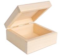 Creative Deco Small Wooden Keepsake Storage Box with Lid | Baby Memory Box Souvenir | 10x10x5cm (+/- 0.5cm) | Square Jewellery | Unpainted Natural Wood | Christmas Xmas Decoration & Storage